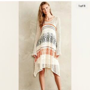 Anthropologie Sleeping On Snow Risen Sun Boho Crochet Sweater Dress  Women's XS